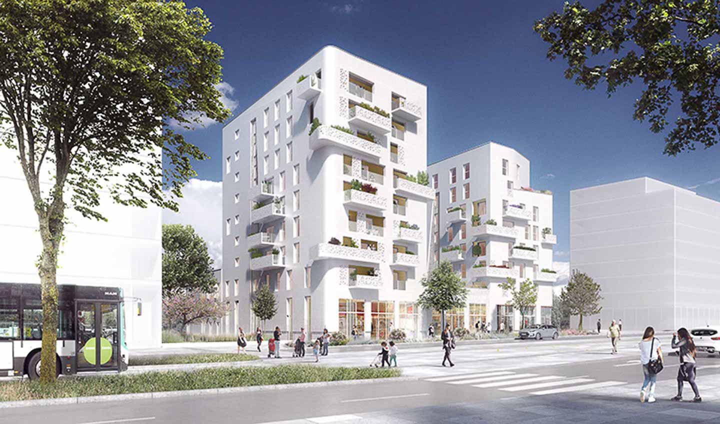 Façade blanche de l'immeuble Vitry